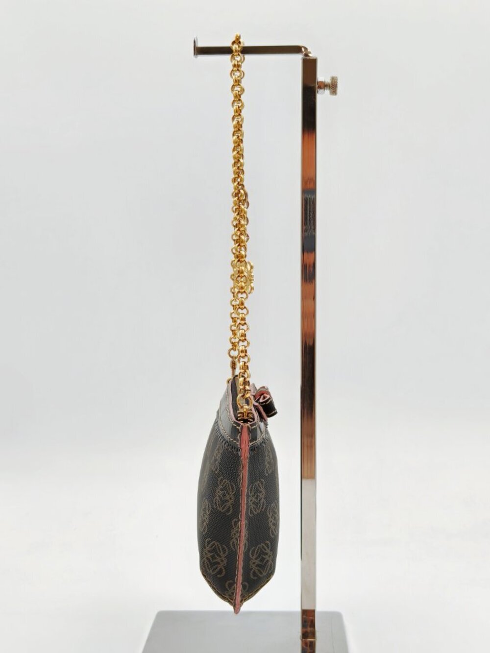 Loewe Anagram Chain Pochette Brown Canvas Leather Mini Shoulder Bag - Picture 3 of 11